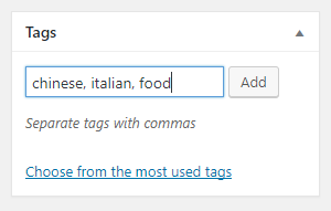 Add new tags in WordPress posts