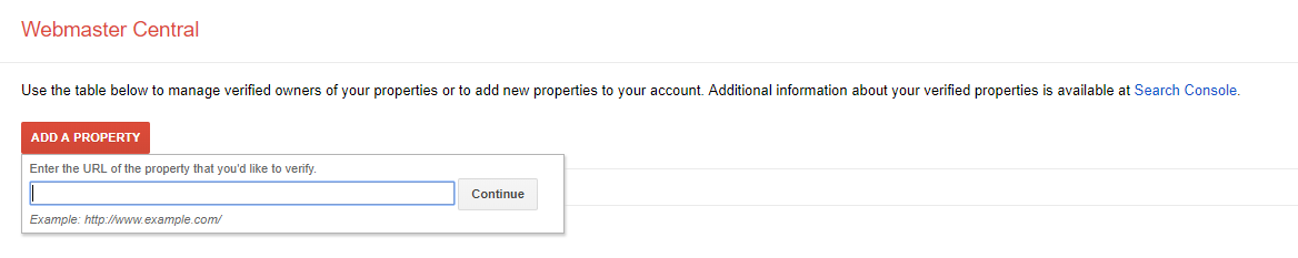 Add property in Google Search console