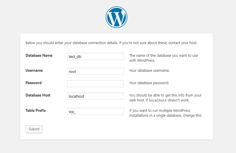 WordPress database connection
