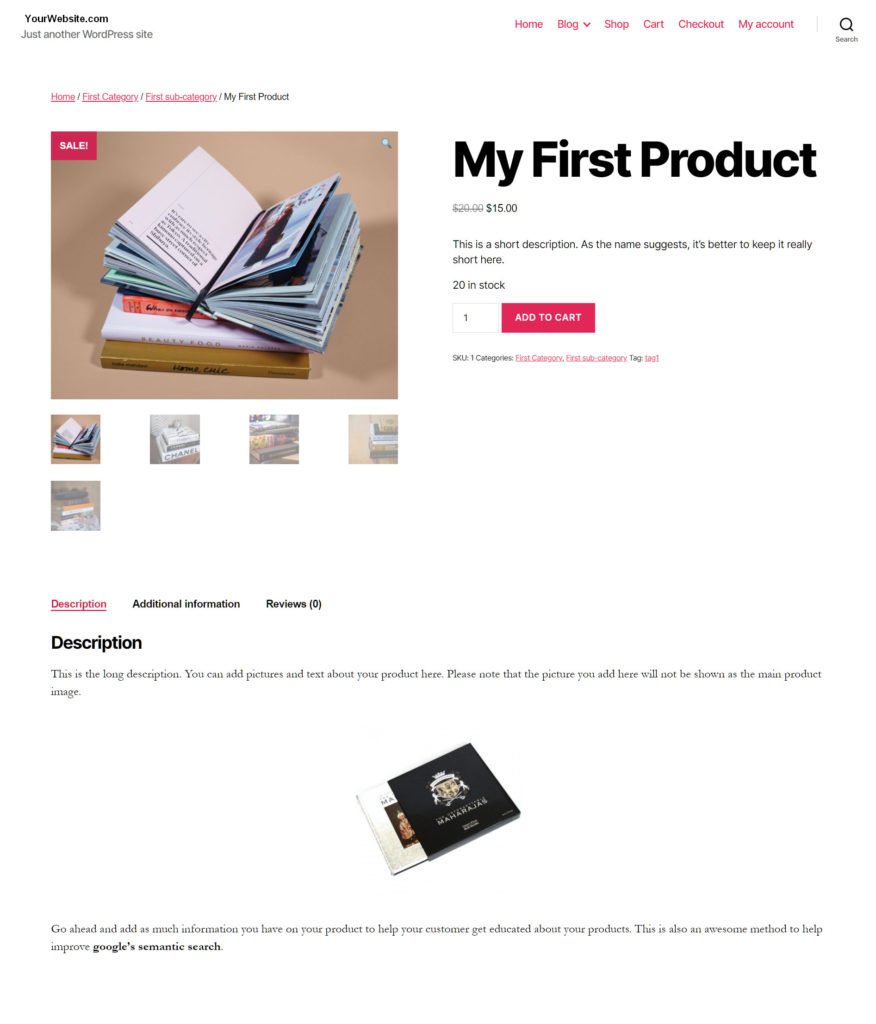 Simple Product page in WooCommerce 2020 theme