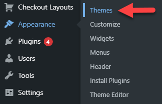 Update themes menu on WordPress dashboard