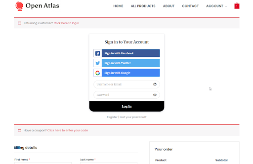 Sign in to your account page
