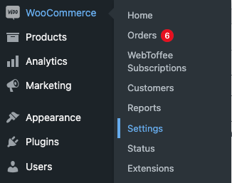 WooCommerce settings
