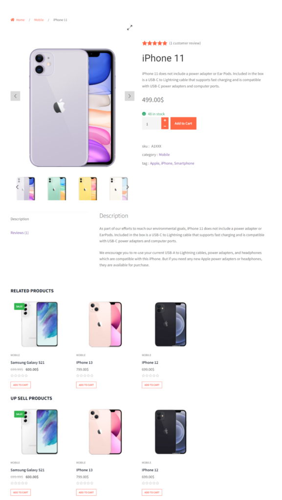 Customized product page