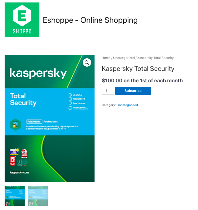 Subscription page for Kaspersky Total Security