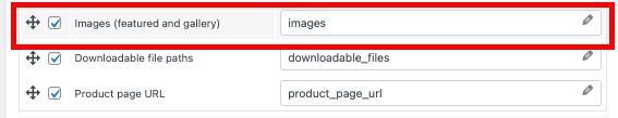Enabling the images checkbox to export products with images.