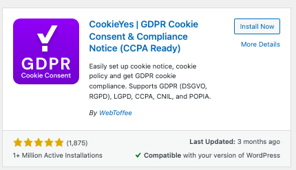 CookieYes| GDPR Cookie Consent Plugin in WordPress Plugin directory