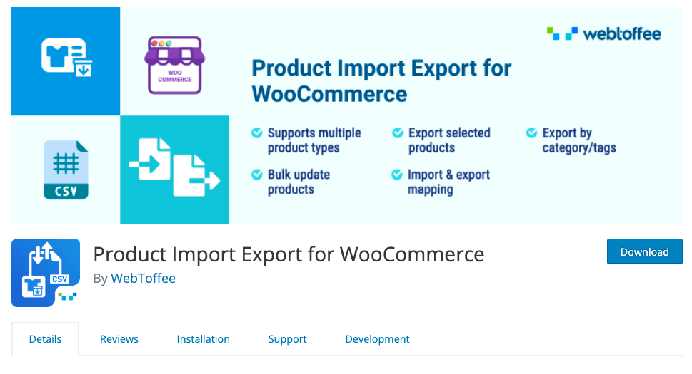 Product Import/Export plugin in WordPress.org