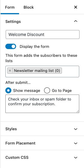 Adding form to Newsletter mailing list 