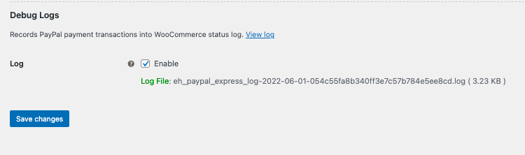 Enabling log to record PayPal transactions into WooCommerce status logs.