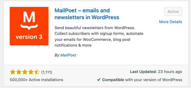 MailPoet plugin for WordPress