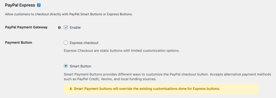 Enabling PayPal Payment Gateway with Smart Button