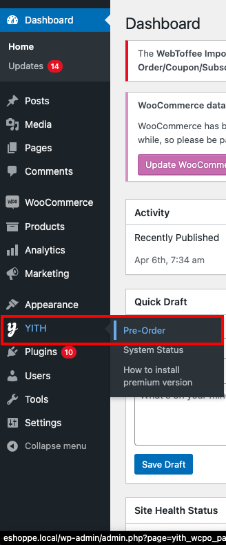 YITH Preorder for WooCommerce plugin configuration