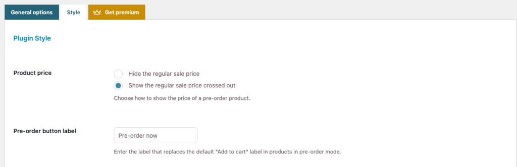 Set how you want to display the preorder product price