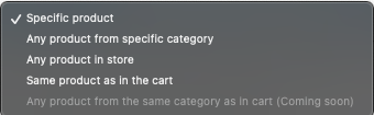 Selecting the giveaway product type from the drop down list