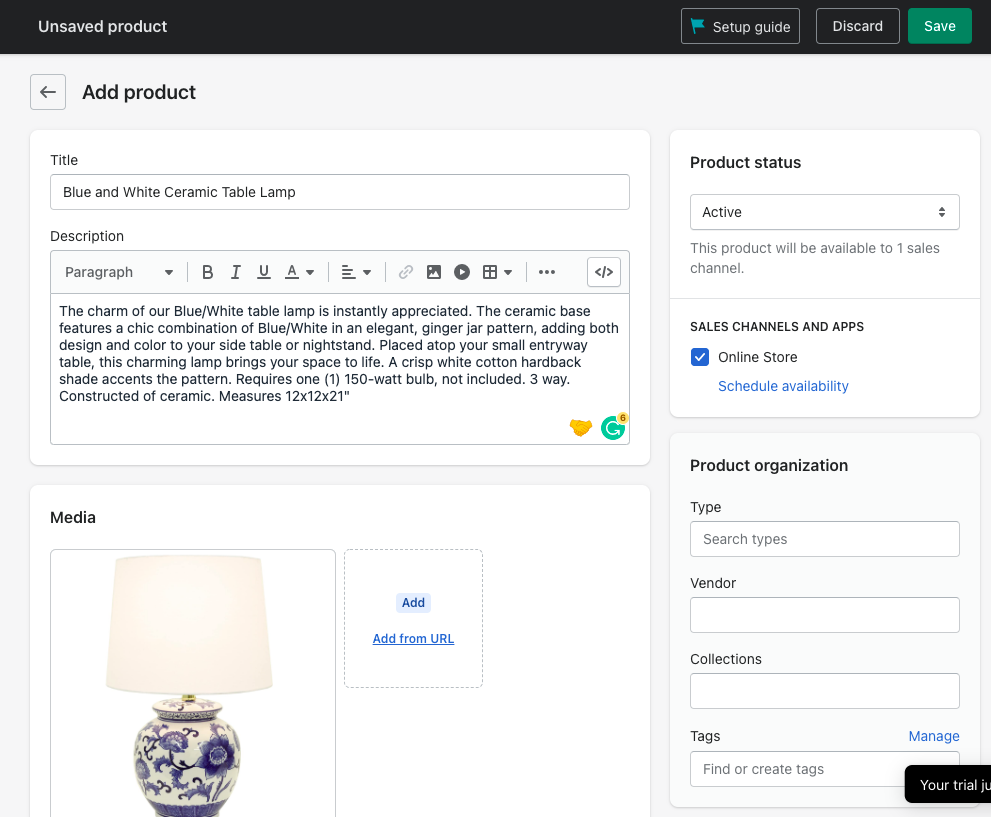 Adding Product Title and Description 