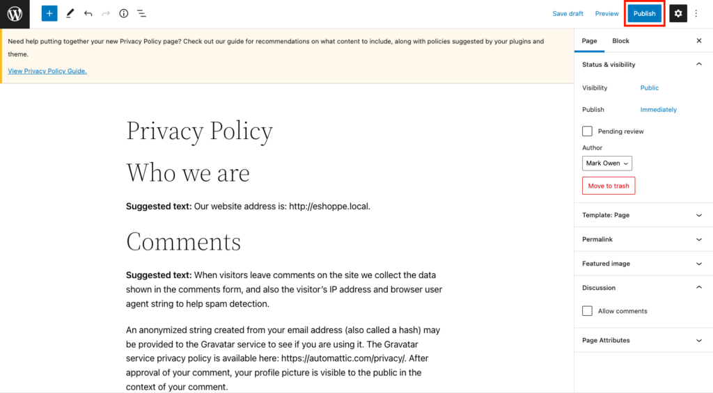 Publish Privacy Policy