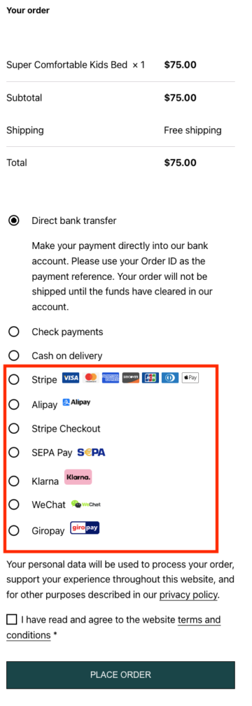 WooCommerce checkout with multiple payment gateways