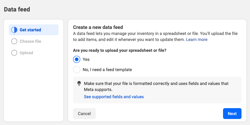 Create new feed from Data feed