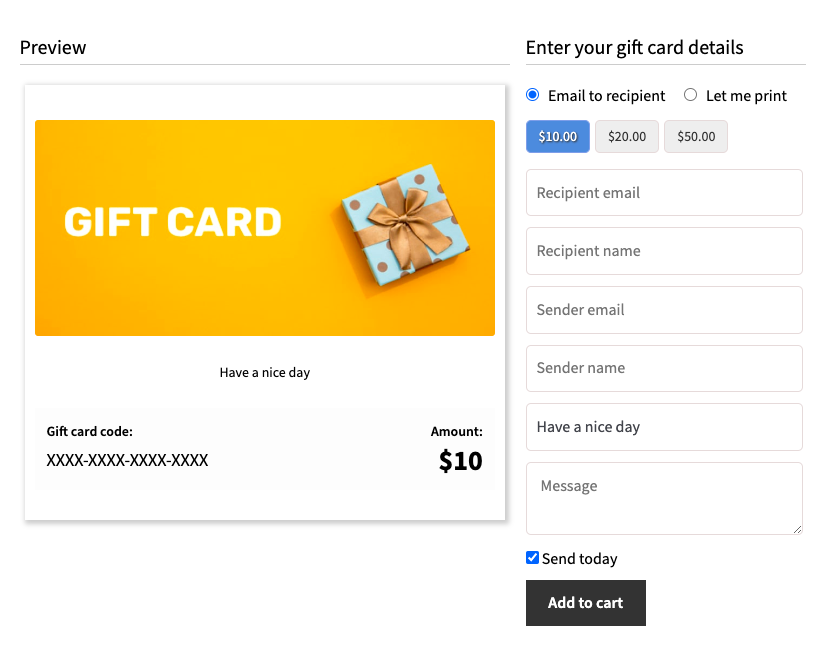 Gift card product