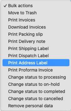 Print Address label in bulk