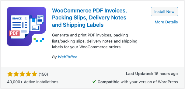 WooCommerce PDF Invoices plugin