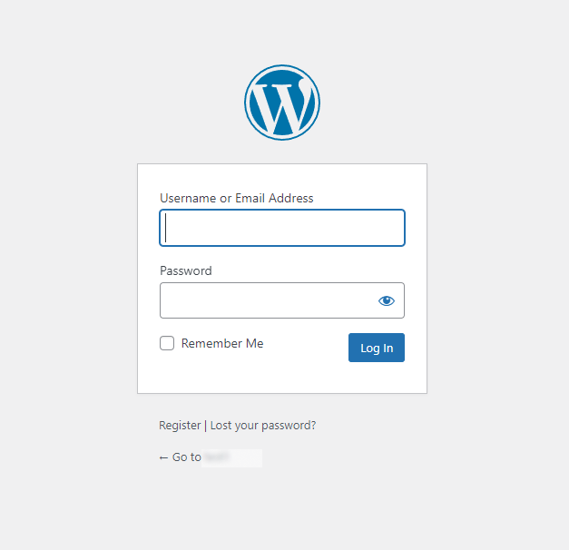 WordPress default login page