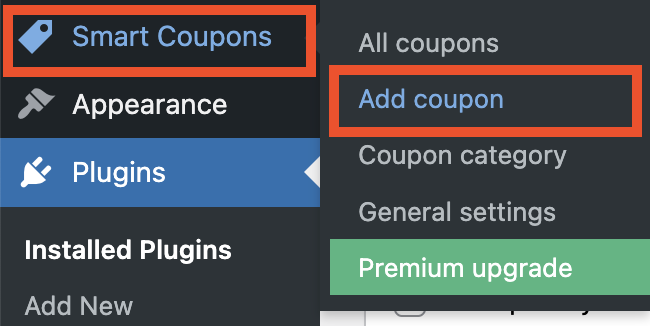 Add coupon using Smart Coupons