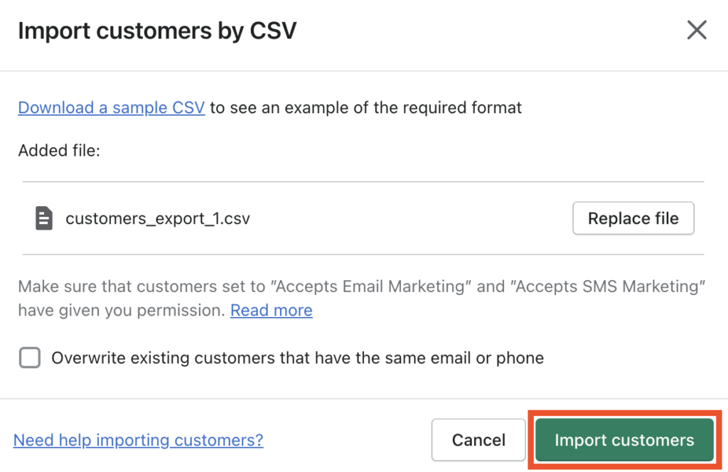 Import customers by CSV
