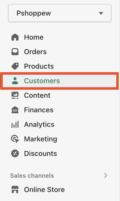 Select Customers from Shopify admin panel