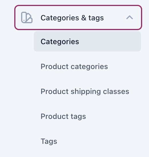 categories and tags settings