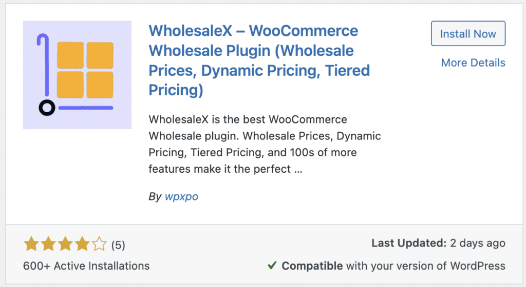 Wholesale X plugin
