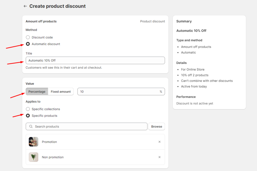 Create product discount