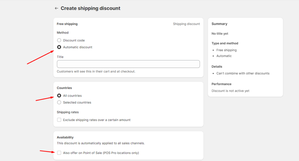 Setting up free shipping discount